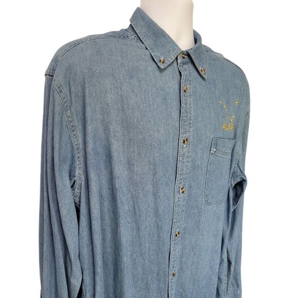 Vtg Foul Weather Gear Cold Storage Denim Long Sleeve Shirt Mens L Blue Alaska - Picture 3 of 11